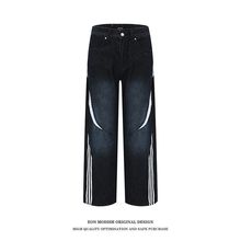 EON女装|2023秋冬新款实拍美式复古简约洗水做旧重工牛仔长裤