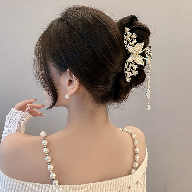 claw clipsButterfly Barrettes Internet Celebrity Large Grip Metal Hair Claw Hair Accessories New