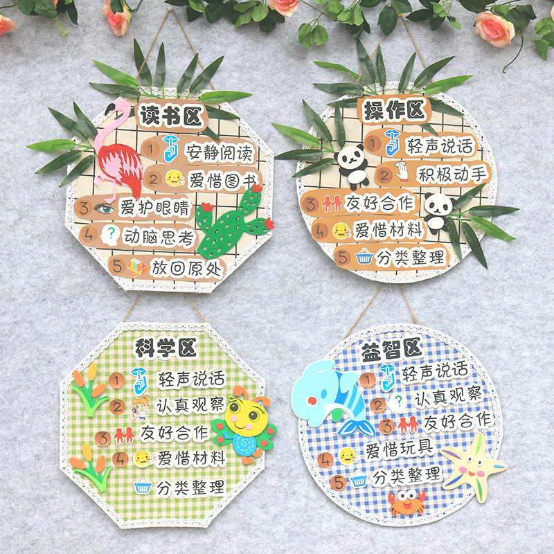 幼儿园区域牌悬挂环创标志吊牌区角标识牌进区牌指示牌装饰布置1