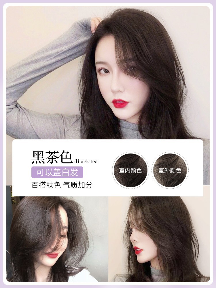 达尼丝染膏潮色盖白发染发剂日系微潮雾感单支黑茶色蓝黑奶茶灰粽