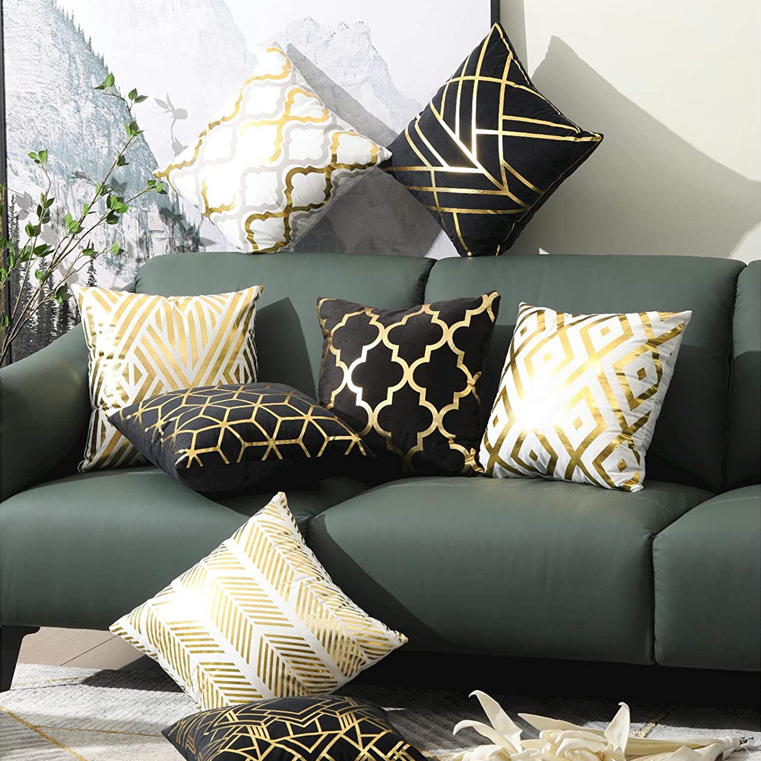 Gilding Pillow Cover European-Style Classical Home Sofa Cushion Cross-Border Amazon Hot Pillow Wholesale Super Soft Pillow