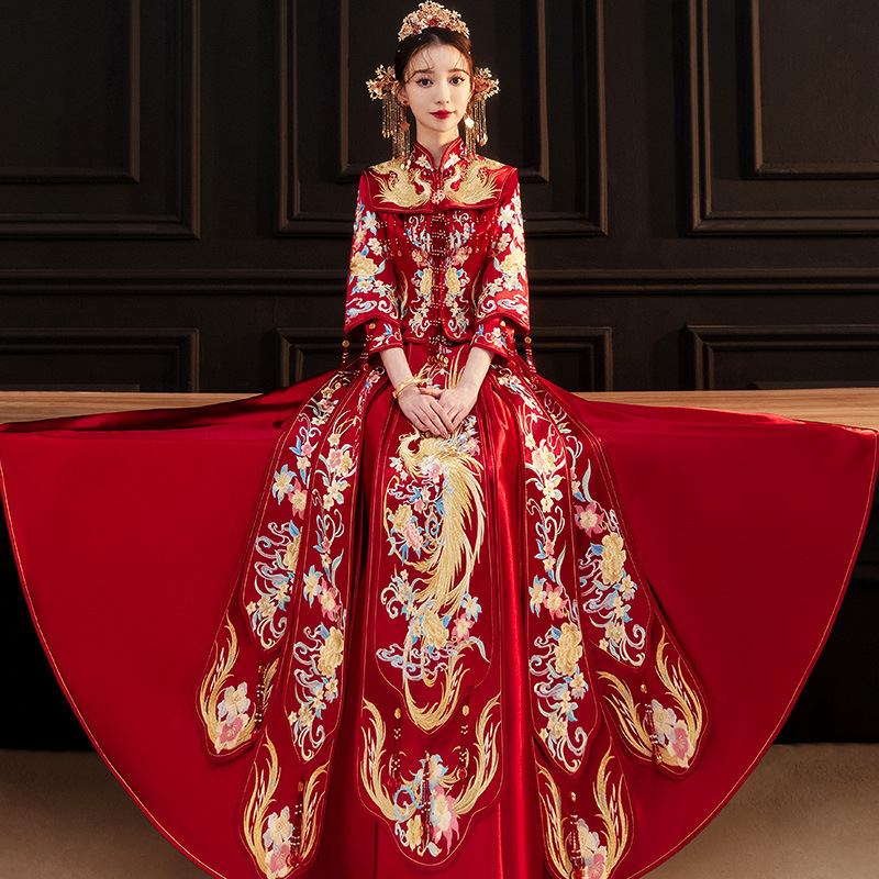 秀禾服新娘2022新款结婚敬酒服中式婚纱礼服龙凤褂中国风女秀和服