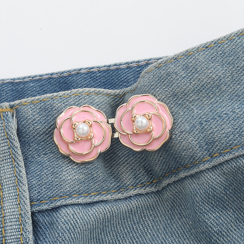 Camellia Collection Belt Buckle a Pair of Buckles Detachable Nail-Free Sewing Free Jeans Waist Small Button Waist Waist Slimming Artifact