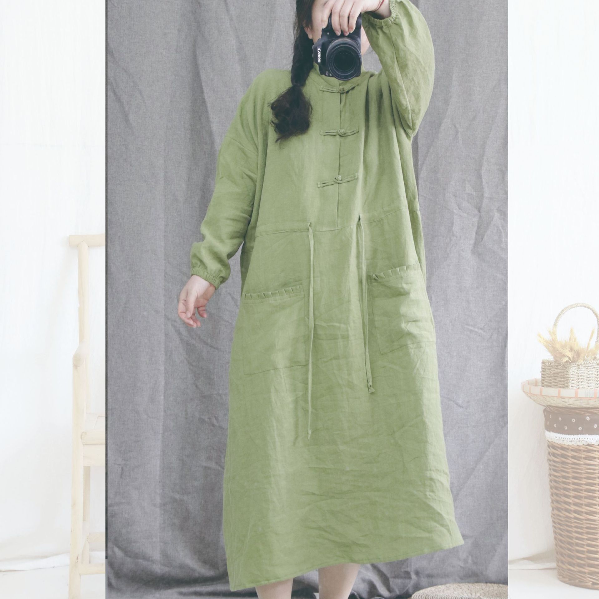 亚麻面料100%全麻商品描述服装款式细节腰带风格类型国风复古是否跨境