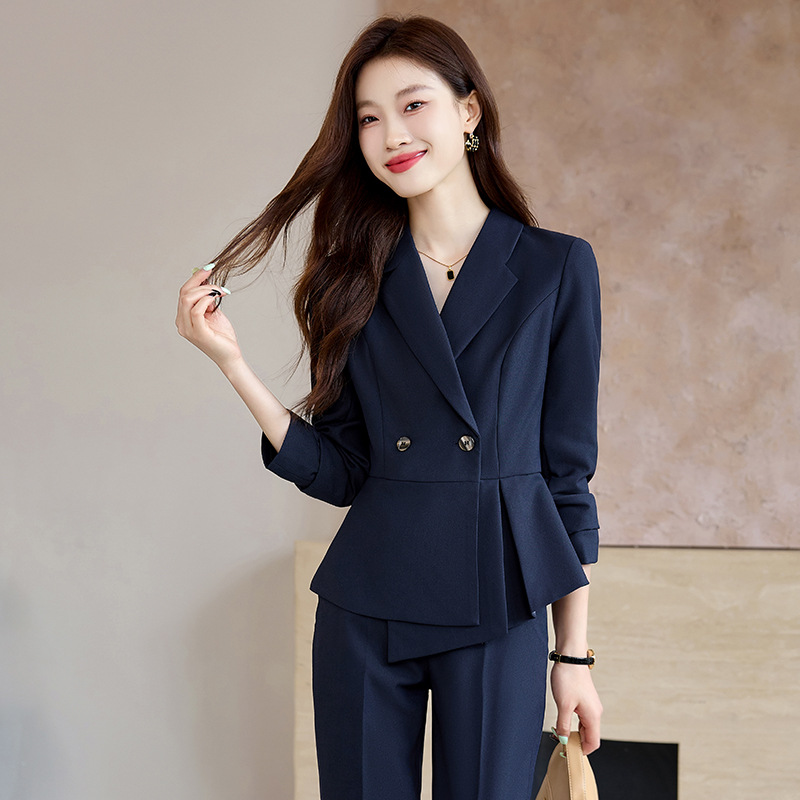 灰色职业西装套装女2024春秋高端休闲百搭西服正装通勤面试工作服
