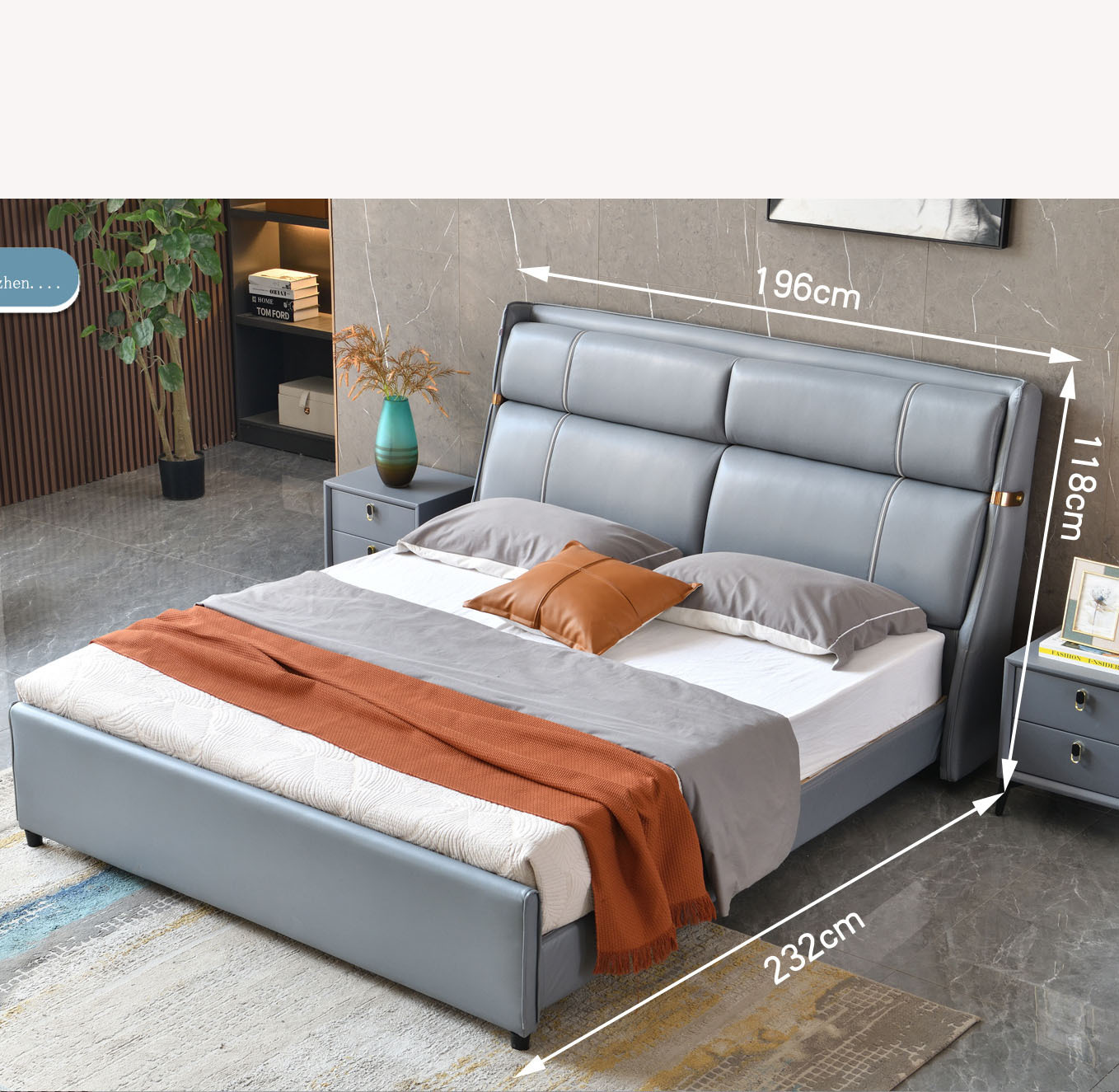 卧室双人床新款t08#轻奢风软床 植物真皮 手感细腻柔软 时尚舒适