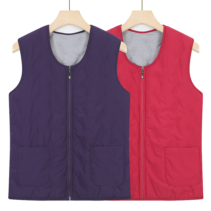 中老年羽绒马甲女护腰背心加厚坎肩妈妈装保暖马夹冬季护肚女上衣