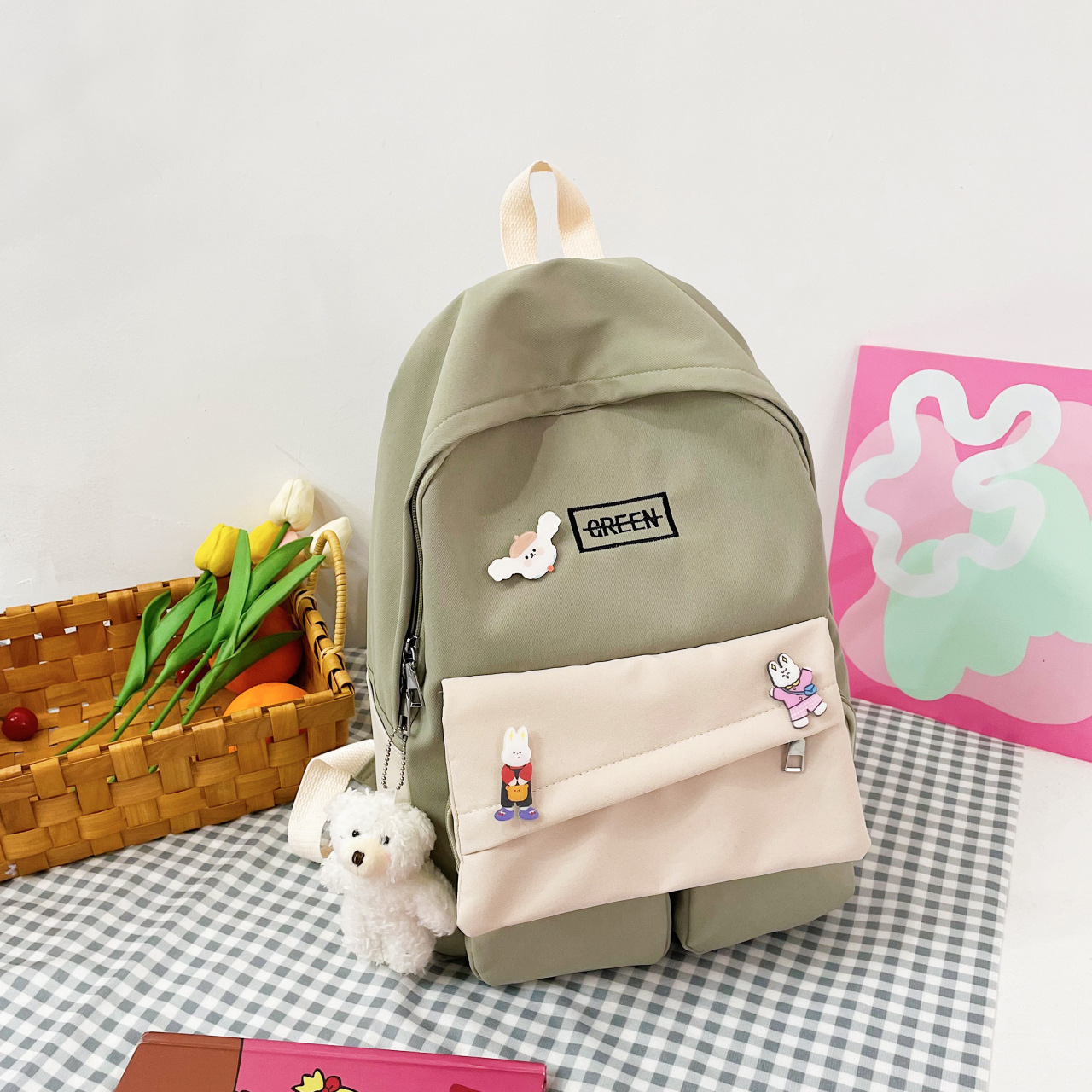 Autumn New 2020 Korean Style Large Capacity Backpack Women's Schoolbag Middle School Student High School Student Travel Backpack Couple