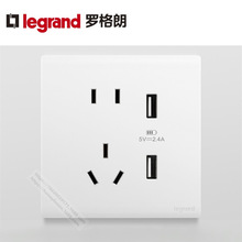 Legrand/罗格朗 简悦 带二三插USB充电插座_陶瓷白 F6/426/10US/U