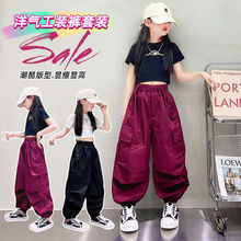 儿童工装裤女童夏季套装童短袖女童2023新款洋气衣服套装厂家直销