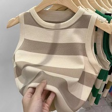 韩国东大门2024年夏季新款撞色条纹针织背心女设计感小众马甲上衣