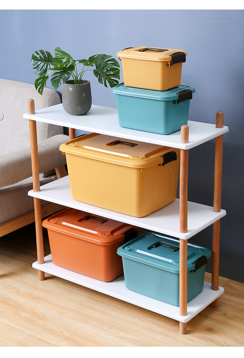 家用大号塑料收纳箱衣服杂物大容量玩具简约搬家带手提收纳箱套装