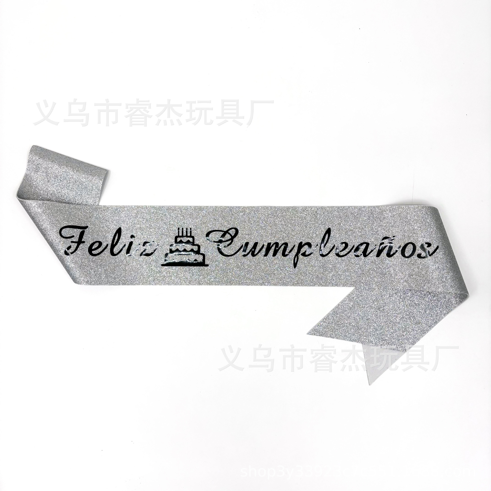 Exclusive for Cross-Border Bachelor Party Feliz Cumpleaños Spanish Birthday Shoulder Strap Gold Pink Cloth Silk Belt