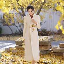 新中式国风高级感毛呢保暖大衣旗袍外套女装2023冬季新款今年流行