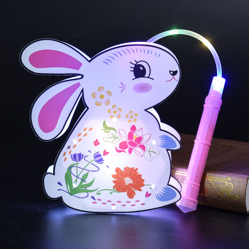 Mid-Autumn Festival New Jade Hare New Year's New Year's Day Lantern Festival Luminous Portable Lantern Small Gift Cartoon Stall Hot Sale Toy