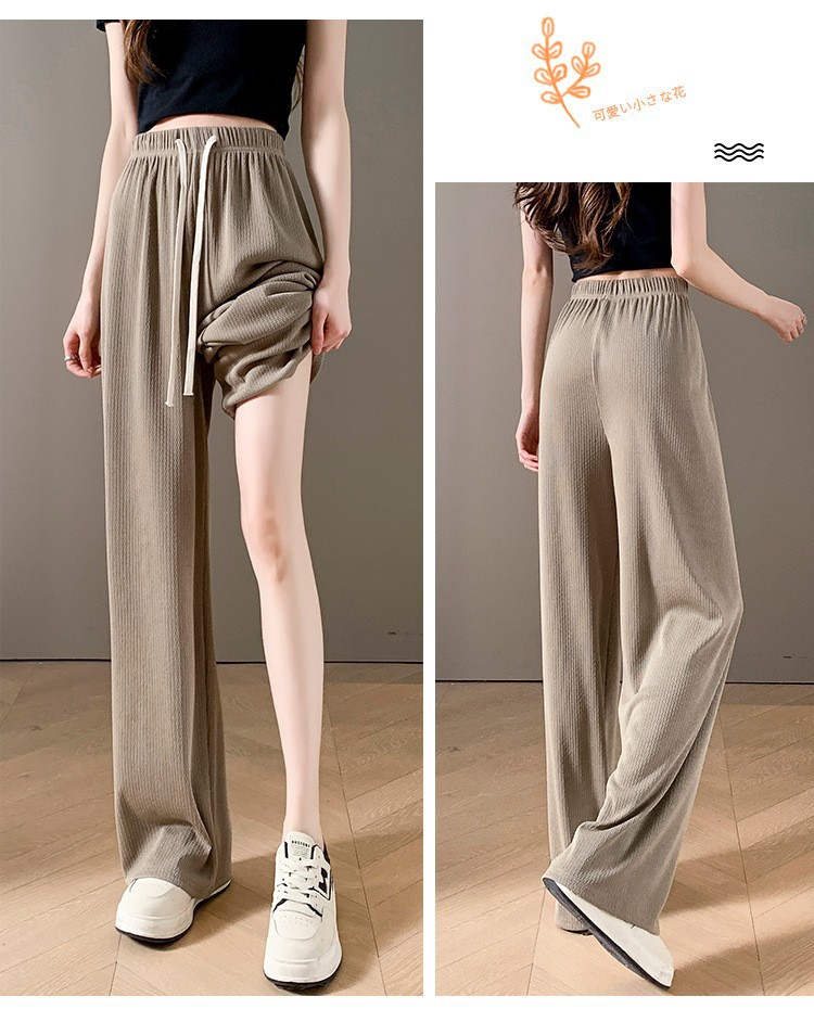 2023 New Popular Lightning Stripe Meteor Wide-Leg Pants Narrow High Waist Skin-Friendly Straight All-Matching Drape Casual Trousers