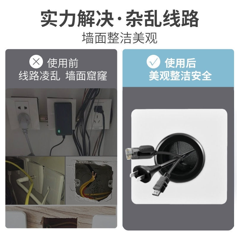 电视背景墙50管装饰盖86型穿线孔盖板网线出线孔家用底盒堵洞遮丑