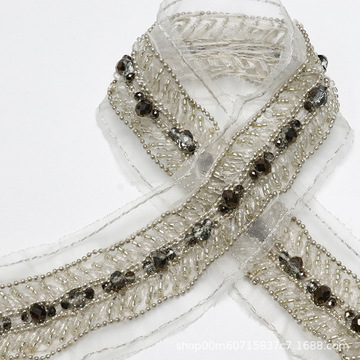 新款 手工钉珠领子珍珠织带花边镶钻织带diy服装辅料鞋帽头饰配件