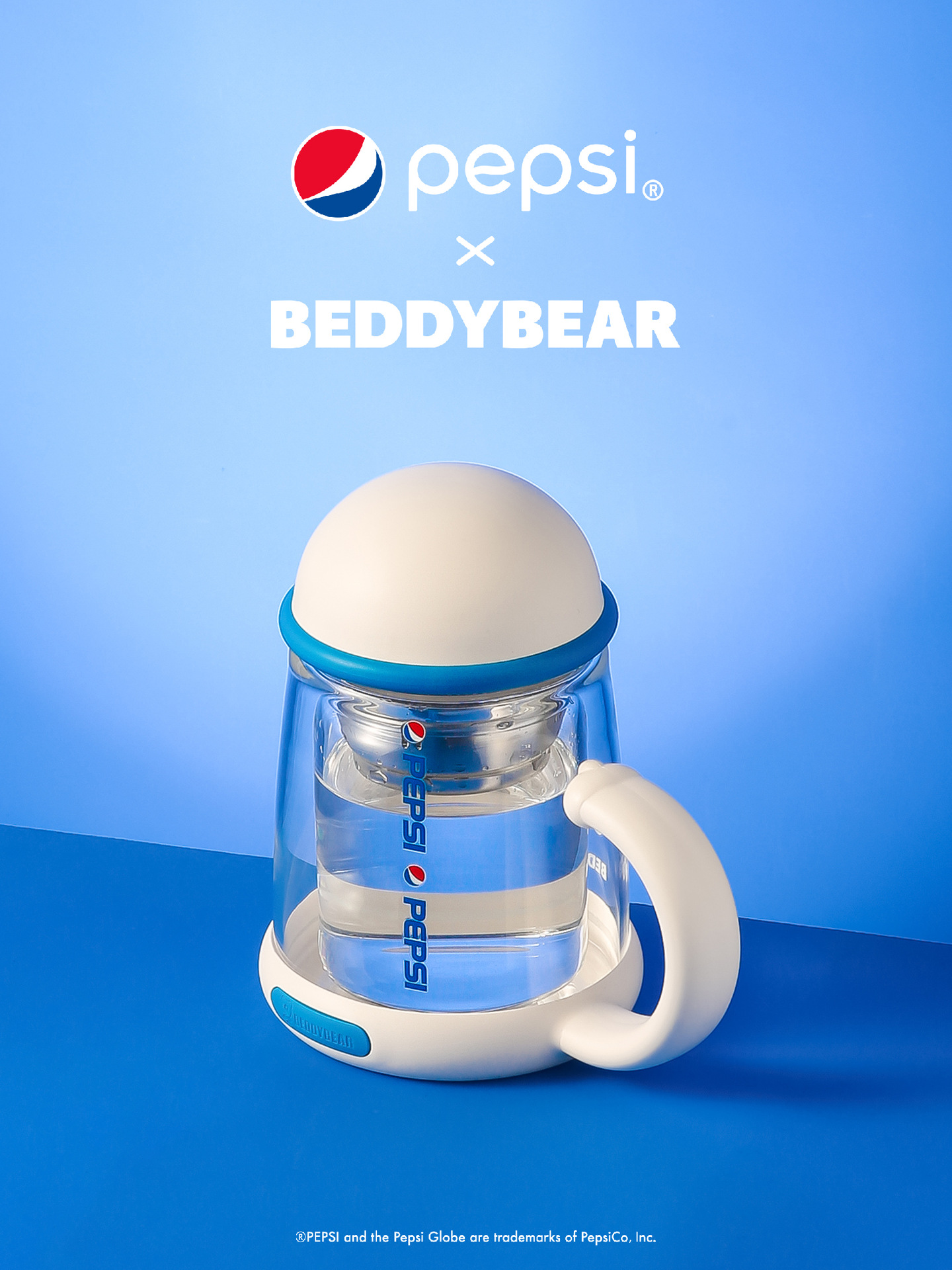 杯具熊百事可乐双层玻璃杯夏季创意办公杯猫咪手柄家用水杯杯子