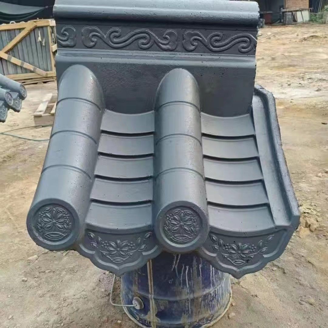 仿古50型一体围墙帽单双面墙头压顶瓦古建中式庭院连体瓦水泥瓦