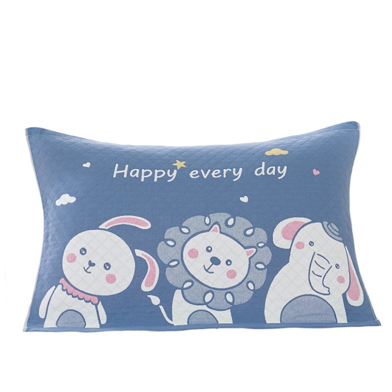 Pillow Case Cotton Three-Layer Gauze Adult and Children Cotton Household Couple Thickening Sweat-Absorbing Pillow Cover Factory Wholesale