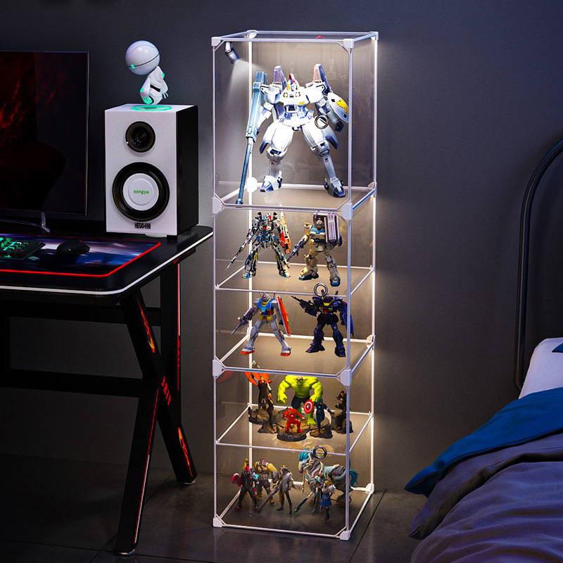 亚克力透明展示柜射灯手办展示架收纳盒乐高模型高达展柜代发代发