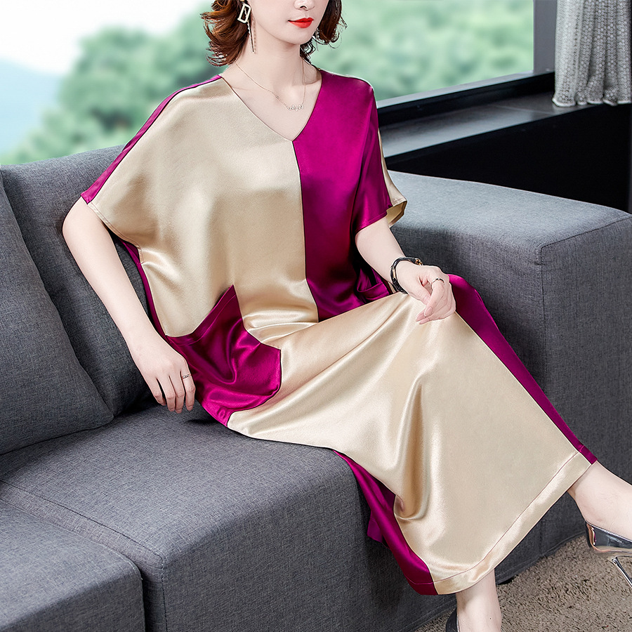 外贸真丝连衣裙新款反季重磅香云纱年轻款宽松大码断码桑蚕丝女装