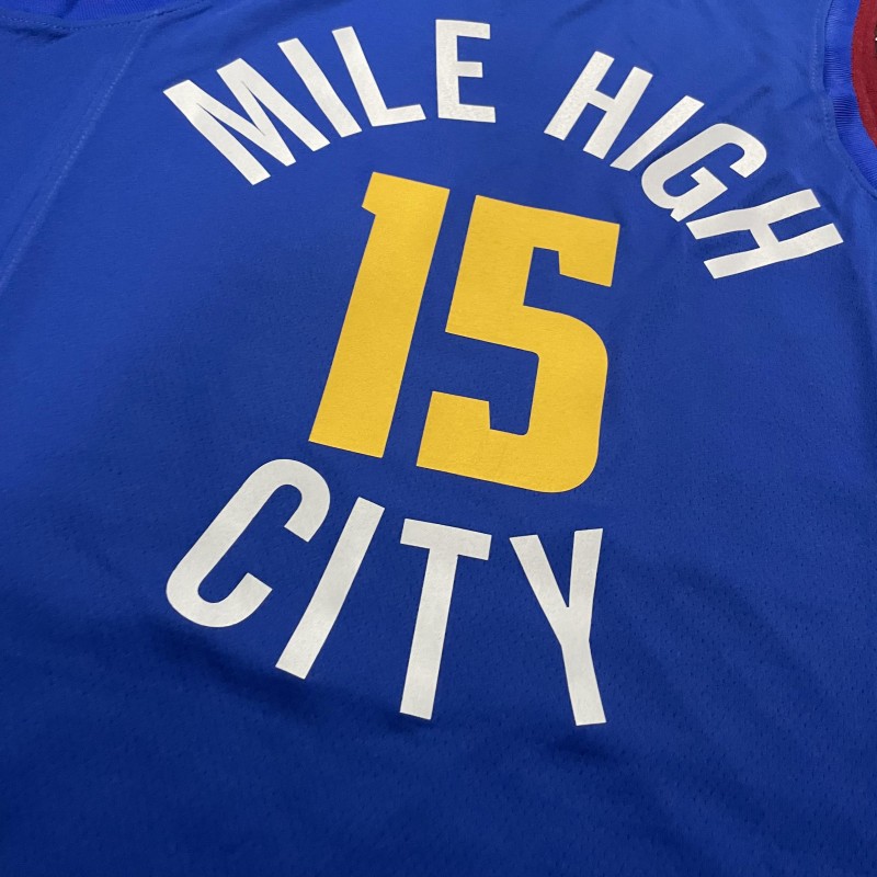 掘金队15号约基奇球衣 1号小波特27号穆雷 城市版雪山黑色白色sw