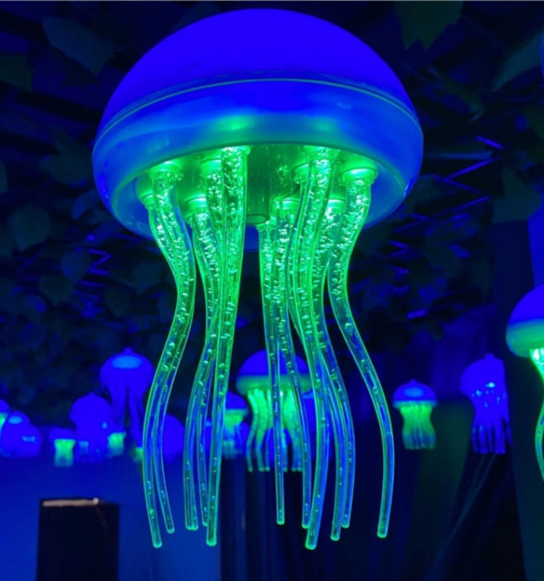 led光纤水母灯仿真水母灯七彩吊灯挂件灯酒吧ktv商场步行街节日灯
