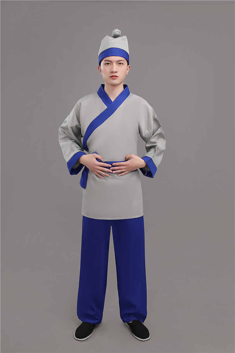 新款店小二平民古装演出成人汉服男农夫家丁仆人书童茶艺馆工作服