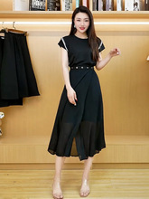 黑色法式连衣裙女2023夏季新款时尚气质网纱显瘦两件套装裙