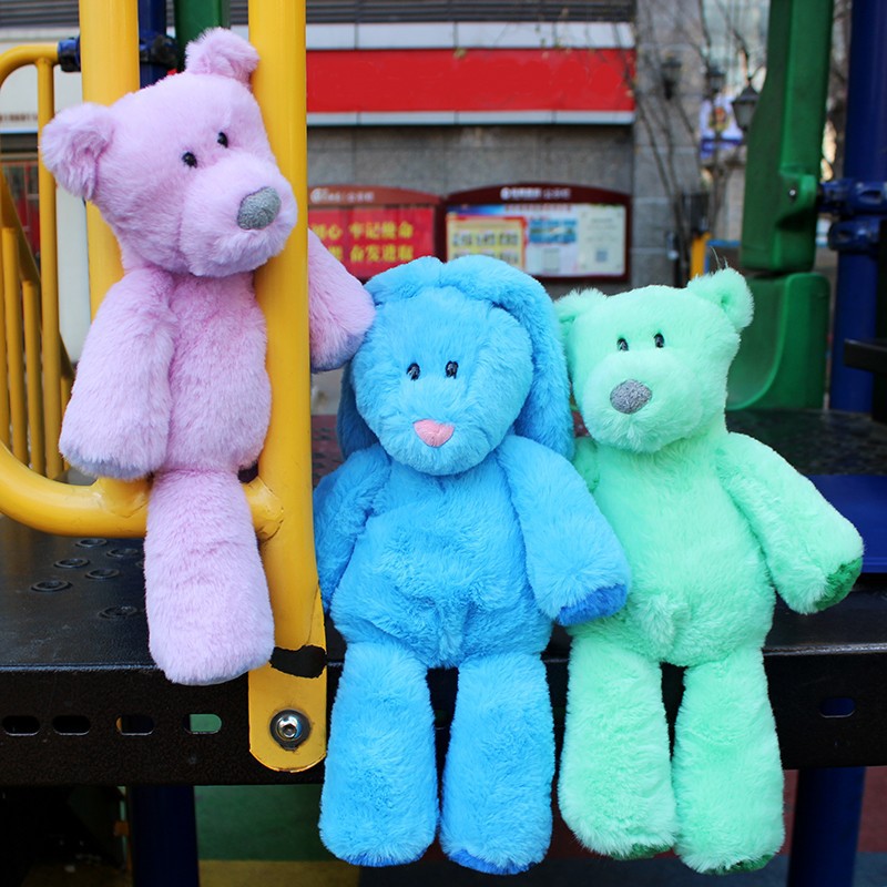 可爱柔软小熊公仔彩色邦尼熊毛绒玩偶治愈系不掉毛幼儿陪睡玩具