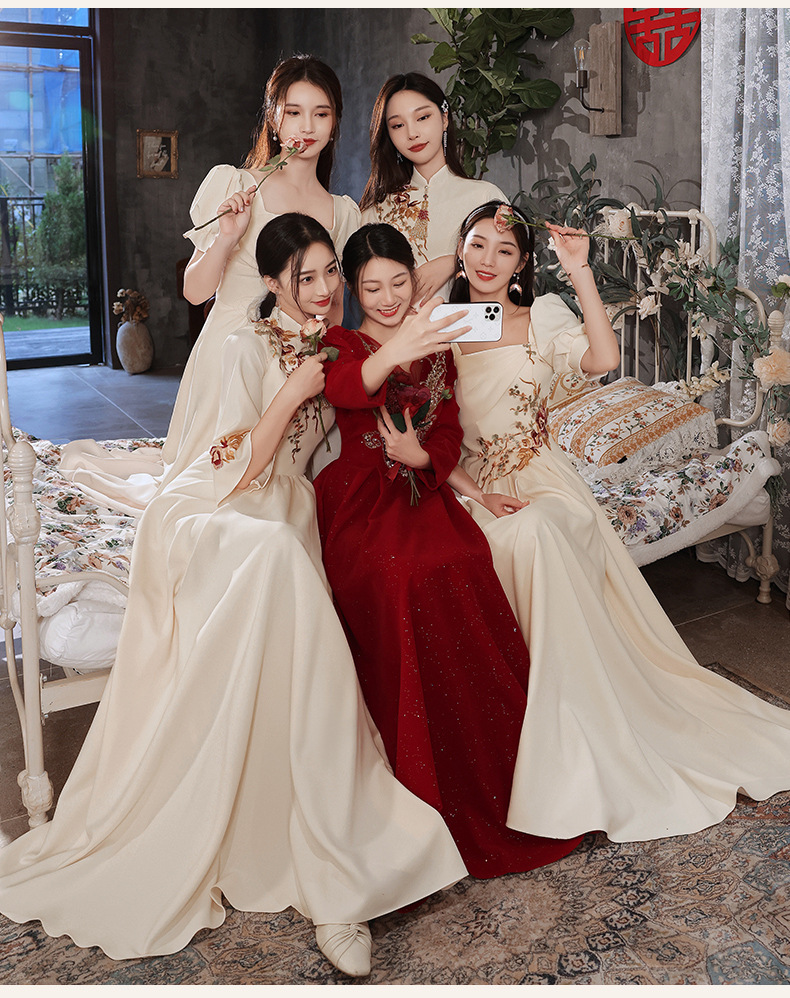 中式伴娘服2022春夏新款中式婚礼伴娘礼服姐妹团秀禾服汉服婚礼女