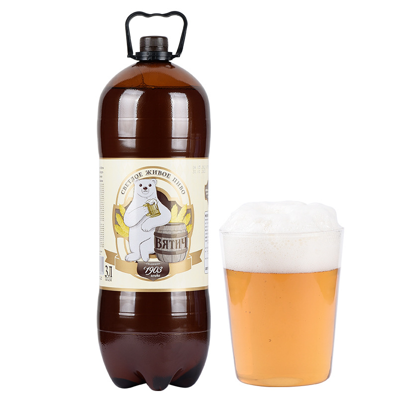 全麦芽啤酒 俄罗斯进口啤酒唯吉熊浓麦大桶啤酒3.0升-阿里巴巴