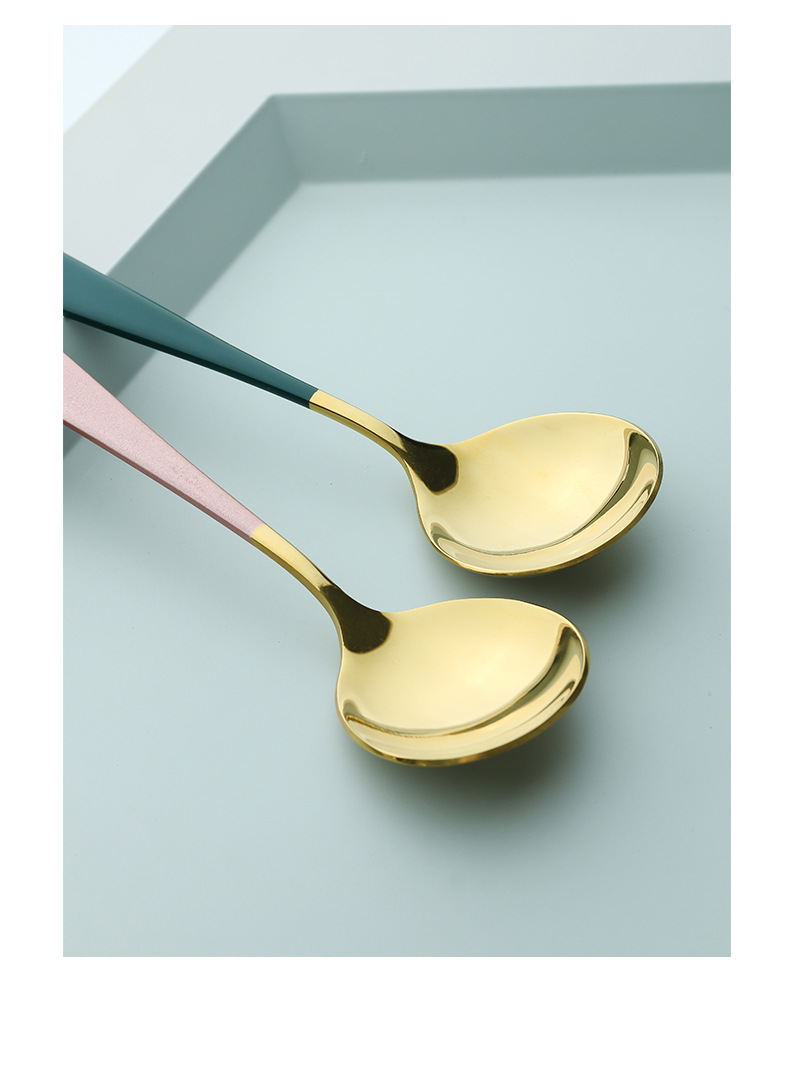 创意网红勺子不锈钢饭勺长柄冰激凌勺加厚小汤匙家用甜品勺咖啡勺