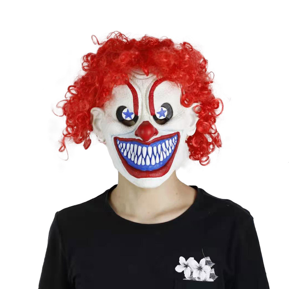 万圣节朋克小丑面具乳胶微笑小丑cosplay舞台表演道具面具头套
