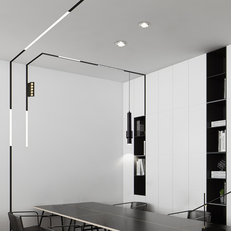 磁吸轨道灯嵌入式led无边框线条灯家居新品客厅吊顶商业办公照明