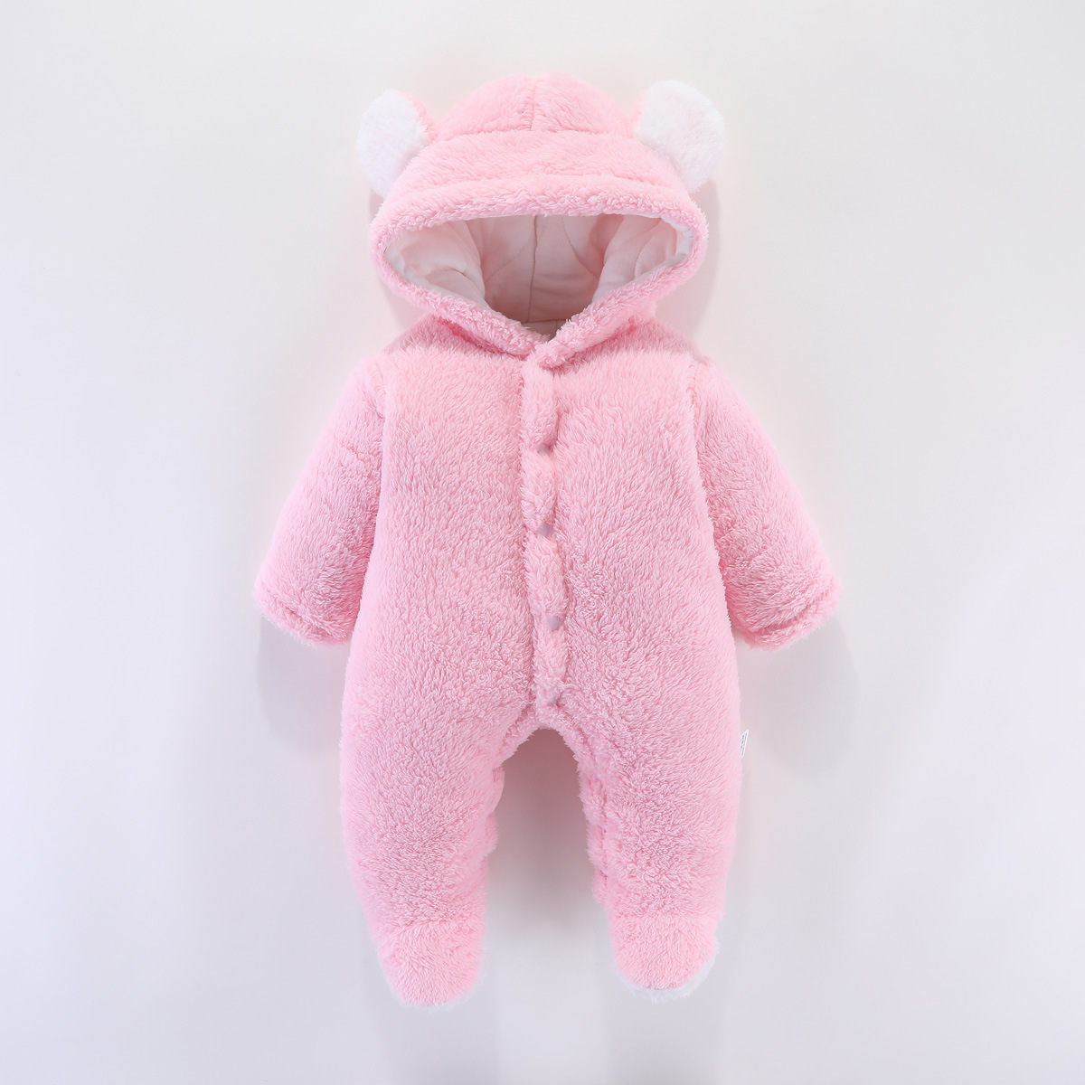 Baby Jumpsuit with Feet Cotton-Padded Romper Romper Autumn and Winter Baby Thickened Long Sleeve Hood Clothes Children Outwear