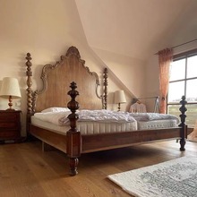 美式复古实木床1.8米主卧双人床欧式奢华宫廷公主床雕花婚床实木