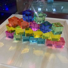 亚克力积木彩虹立方体积木儿童益智玩具透光立方体100粒水晶积木