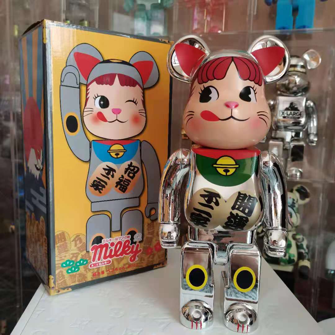 Bearbrick Violent Bear Electroplating Powder Gold Green Collar Milk Girl Best Fortune Cat Bearbrick 400%