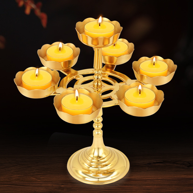 烛台家用佛堂上供蜡烛台佛前供灯长明灯拜神七星灯架酥油灯座
