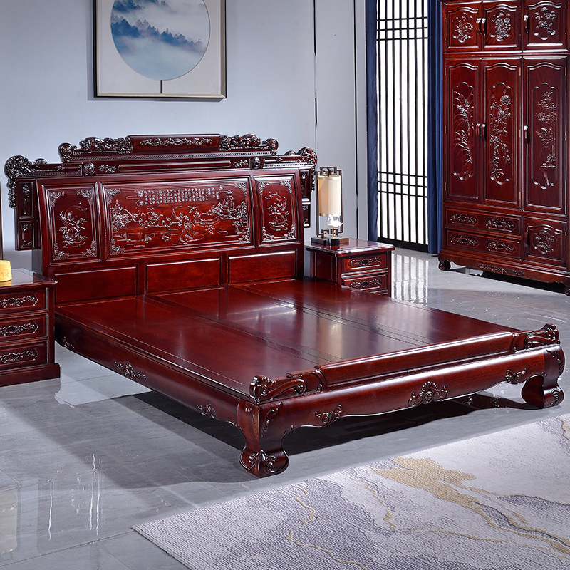 红木床花梨木大床双人床仿酸枝中式明清古典实木床全实木红木家具