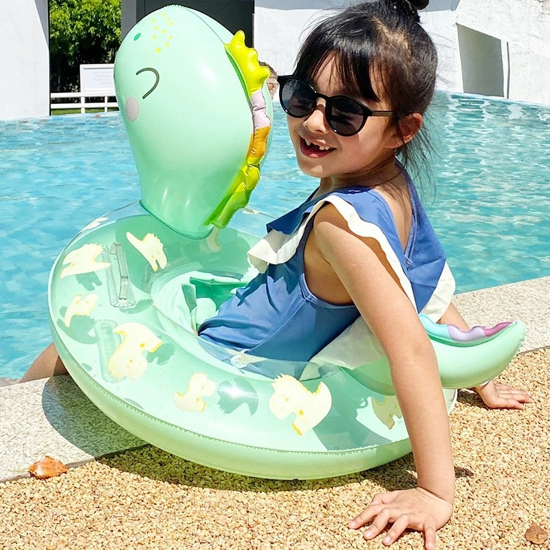 New Swimming Ring Child's Ring for Sitting Wholesale Transparent 3D Little Dinosaur Baby Environmentally Friendly Thickened Sequins Swim Ring Wholesale