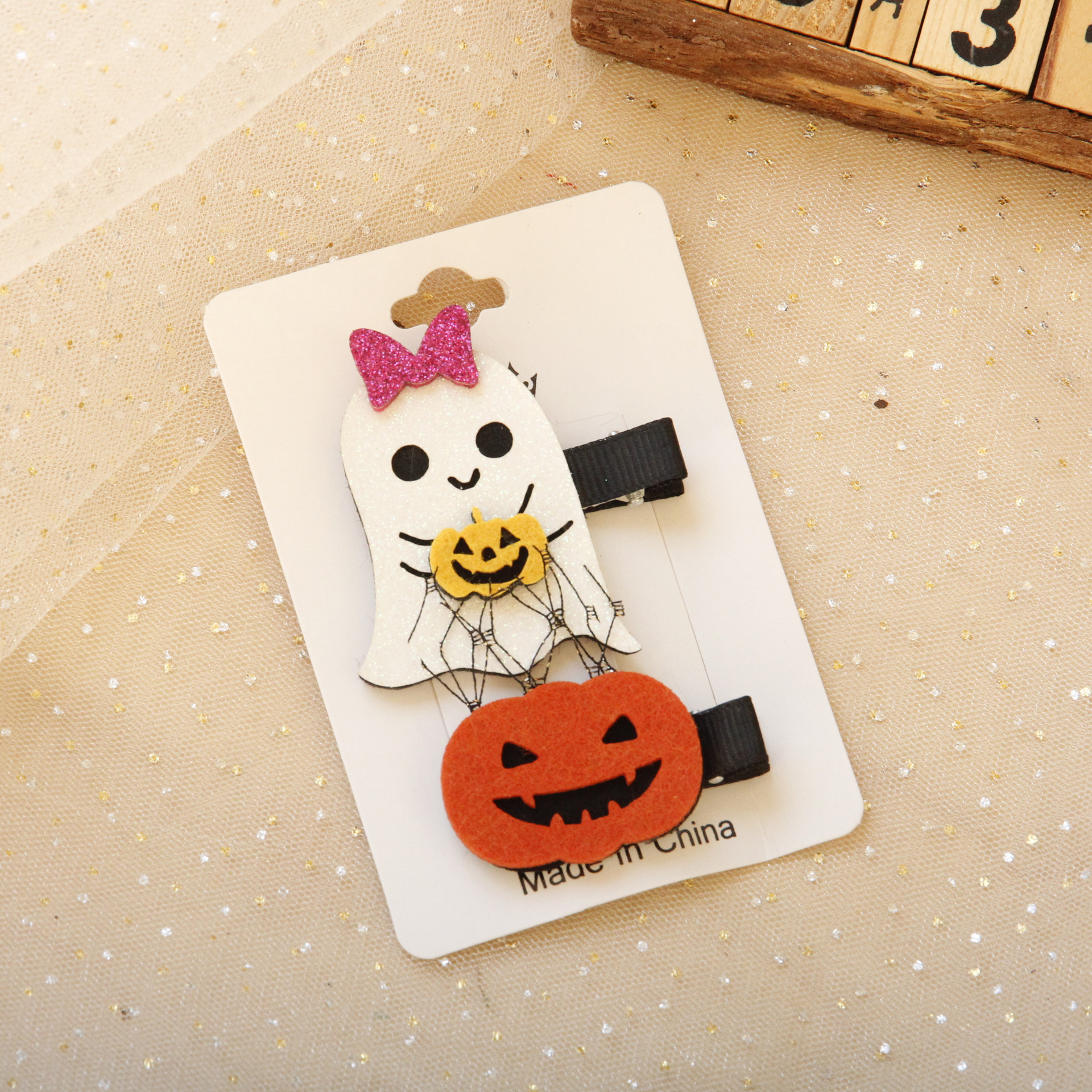 Halloween Ghost Festival Atmosphere Barrettes Pumpkin Hat Moon Bat Combination Cartoon Little Clip Hair Accessories