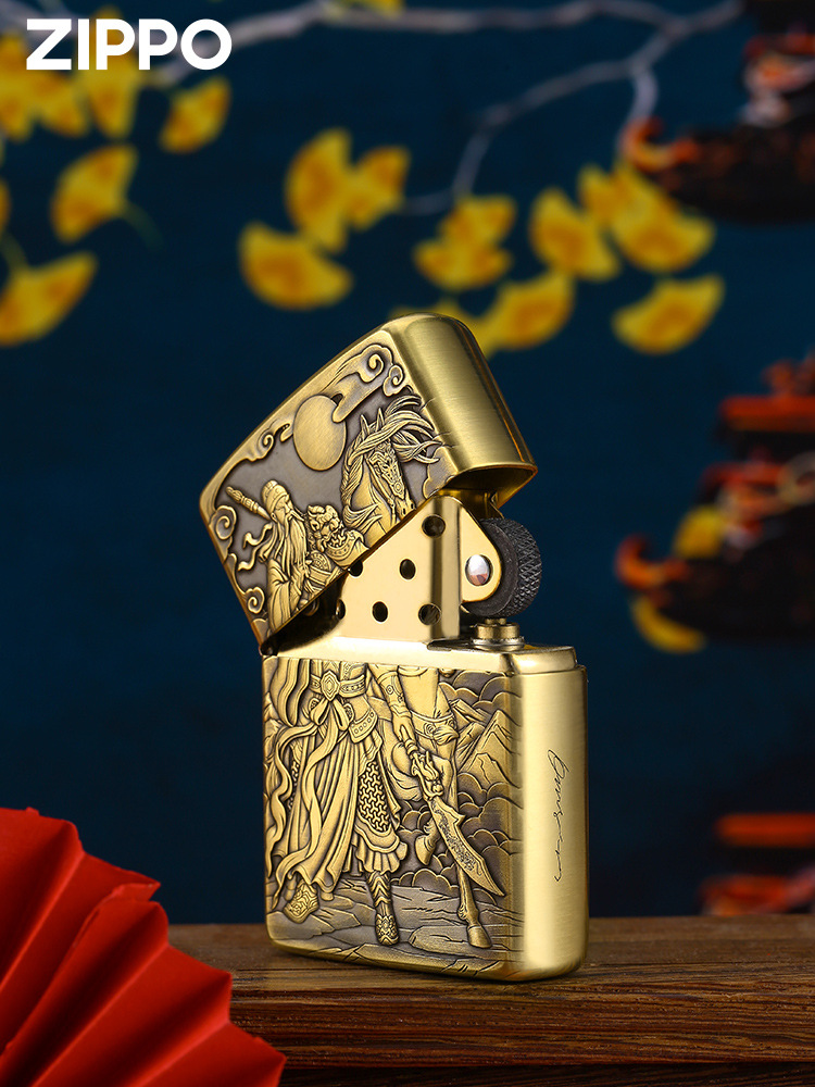 zippo美国正版打火机 关公立体浮雕鬼王盔甲防风煤油火机
