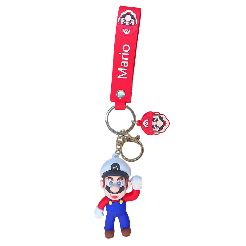 Hot Sale Super Mary Keychain Cartoon Mario PVC Doll Bag Package Pendant Car Key Ring Gift