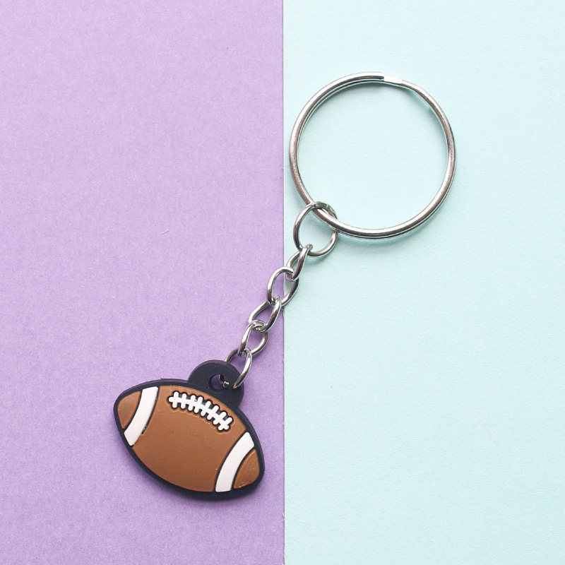 New Products in Stock PVC Keychain Cartoon Football Ball Pendant Creative Pendant Bag Decoration Gift Key Ring