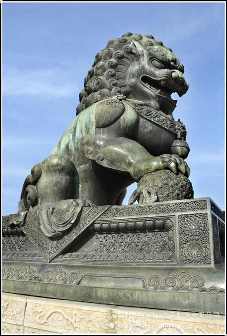 河北保定铸铜狮子图片 保定故宫铜狮子图片 高80公分故宫狮子