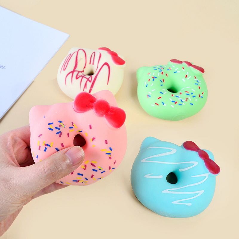 Creative Cute Cartoon Shape Cat Ear Donut Decompression Flour Slow Rebound Squeezing Toy Pressure Reduction Toy Wholesale